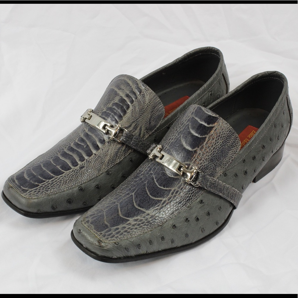 Full ostrich bit loafer in grey